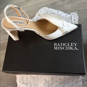 Badgley Mischka Alease Silk Bow Ankle-Strap Pumps